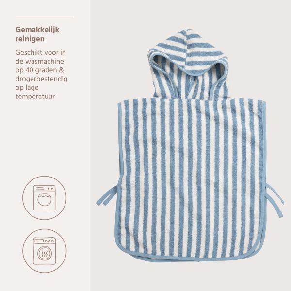 Meyco Badponcho - Badstof Jacquard Fat Stripe - Jeans Blue - 1-3 jaar