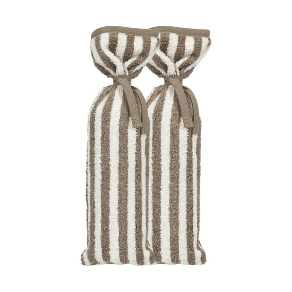 Meyco Kruikenzak - Badstof Jacquard Fat Stripe - Taupe - 2-pack Meyco Kruikenzak - Badstof Jacquard Fat Stripe - Taupe - 2-pack