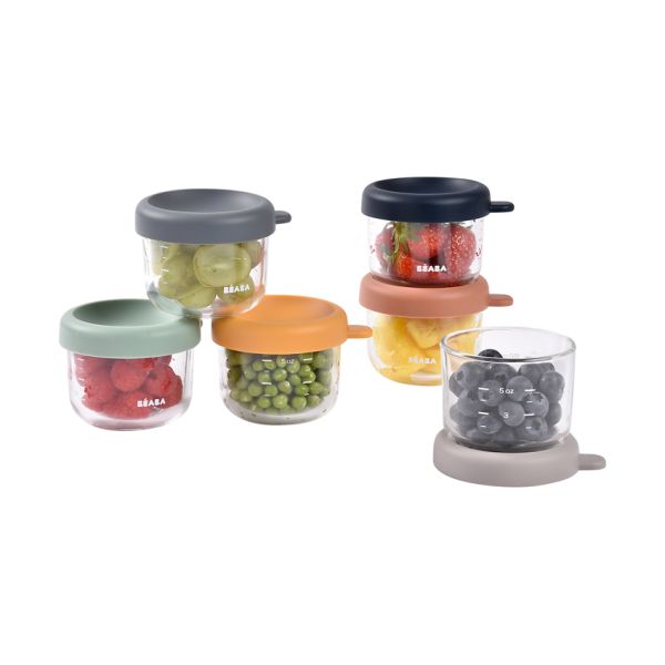Beaba Glazen Bewaarpotje 150 ml - 6 Stuks - Color Mix Beaba Glazen Bewaarpotje 150 ml - 6 Stuks - Color Mix