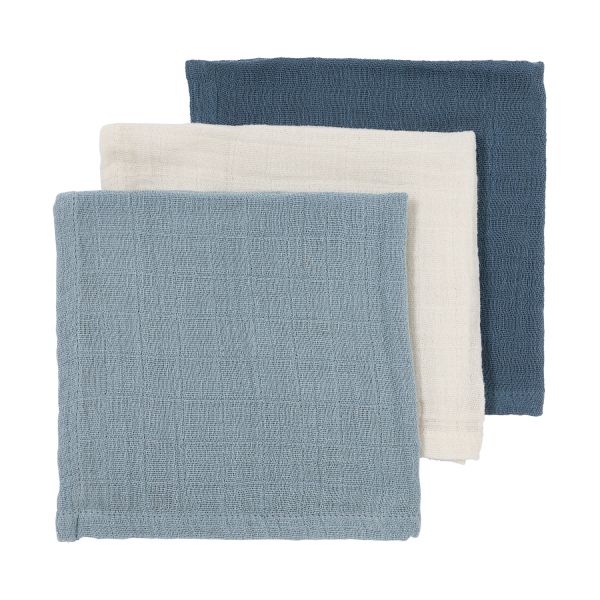 Meyco Hydrofiele Monddoekjes - 3 stuks - 30x30cm - Natural / Jeans Blue / Indigo Meyco Hydrofiele Monddoekjes - 3 stuks - 30x30cm - Natural / Jeans Blue / Indigo