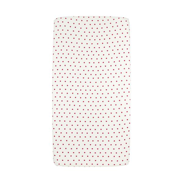 Meyco Hoeslaken Print - 60 x 120 cm - Jersey - Sweet Heart White/Red Meyco Hoeslaken Print - 60 x 120 cm - Jersey - Sweet Heart White/Red