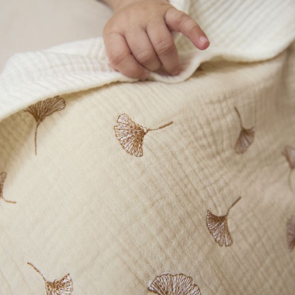 Meyco Baby Gingko Wiegdeken - 75 x 100 cm - Pre-Washed hydrofiel - Soft Sand Meyco Baby Gingko Wiegdeken - 75 x 100 cm - Pre-Washed hydrofiel - Soft Sand