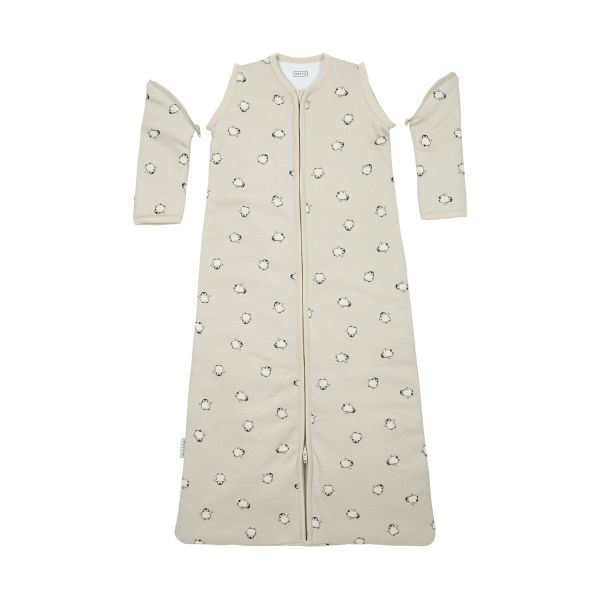Meyco Baby Slaapzak Met Afritsbare Mouwen Penguin Soft Sand 60 cm