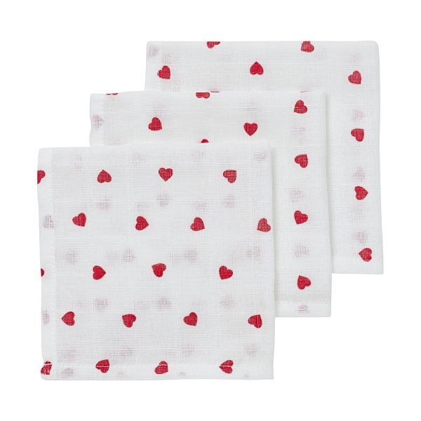 Meyco Baby Monddoekjes Hydrofiel Sweet Heart Red 30 x 30 cm 3-Pack Meyco Baby Monddoekjes Hydrofiel Sweet Heart Red 30 x 30 cm 3-Pack