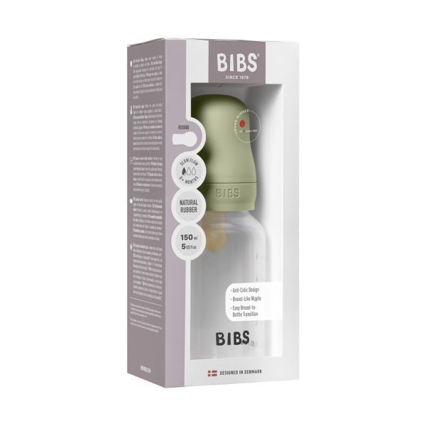 BIBS Fles - Slow Flow - 150 ml - Latex - Sage - Ronde Speen
