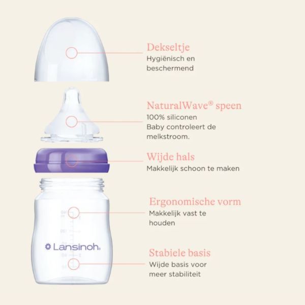 Lansinoh Fles Met Natural Wave Speen 160 ml (S)