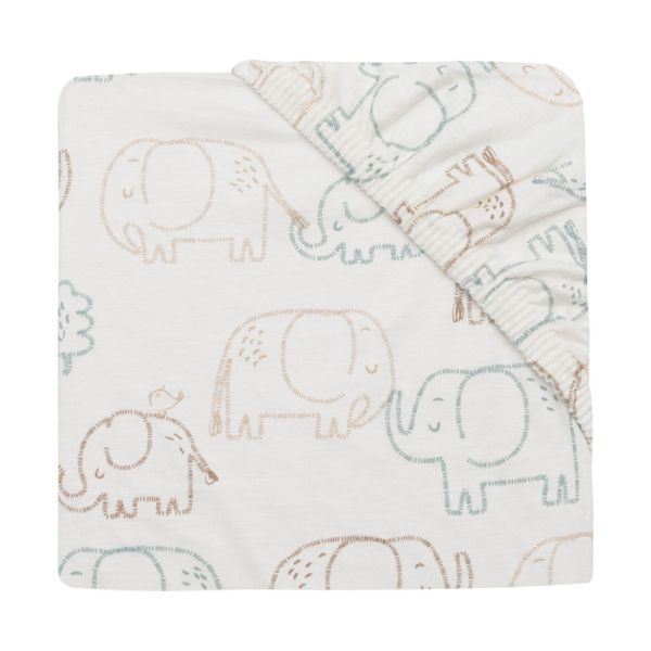 Jollein Hoeslaken Jersey 40/50x80/90cm - Elephant Tales Jollein Hoeslaken Jersey 40/50x80/90cm - Elephant Tales