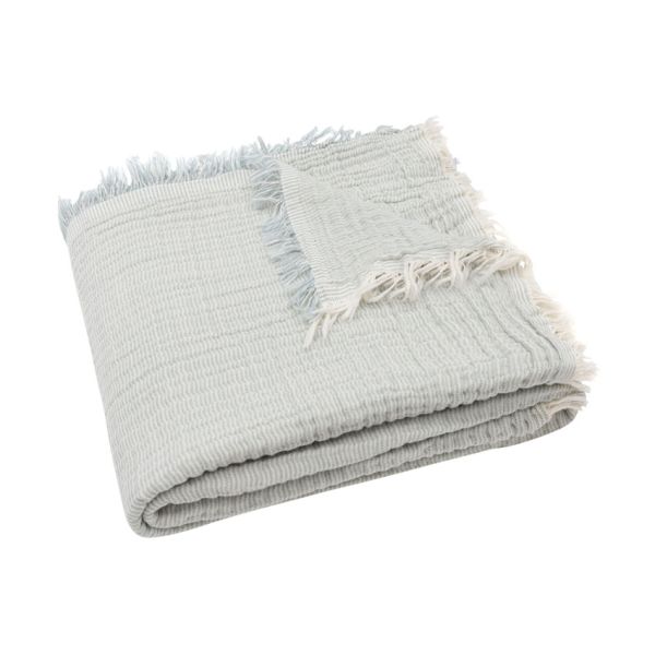 Jollein Deken Ledikant - 120 x 120 cm Fringe Stripe Sea Green/Ivory GOTS Jollein Deken Ledikant - 120 x 120 cm Fringe Stripe Sea Green/Ivory GOTS