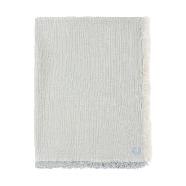 Jollein Deken Ledikant - 120 x 120 cm Fringe Stripe Sea Green/Ivory GOTS Jollein Deken Ledikant - 120 x 120 cm Fringe Stripe Sea Green/Ivory GOTS