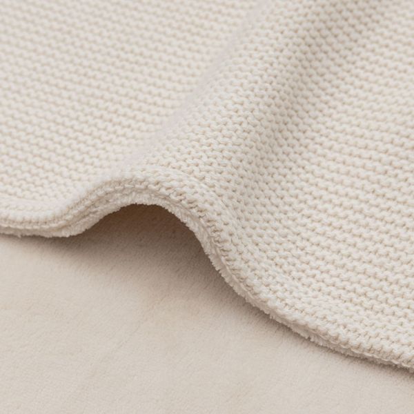 Jollein Deken Wieg - Basic Knit - 75 x 100 cm - Oatmeal/Velvet