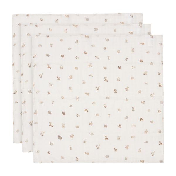 Jollein Hydrofiele Doek Small 70x70 cm - Animal Friends – 3 Stuks