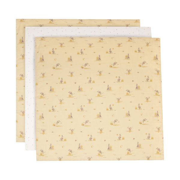 Jollein Hydrofiele Doeken - 3 Stuks - 70 x 70 cm - Kangaroots Jollein Hydrofiele Doeken - 3 Stuks - 70 x 70 cm - Kangaroots