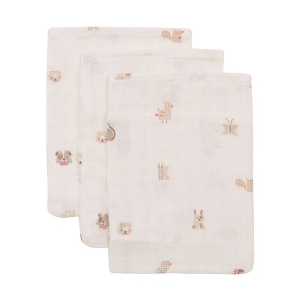 Jollein Hydrofiel Washandje - Animal Friends - 15x20 cm - 3 Stuks Jollein Hydrofiel Washandje - Animal Friends - 15x20 cm - 3 Stuks