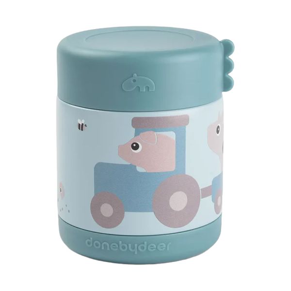 Done By Deer Food Jar - Tiny Farm - Blue Done By Deer Food Jar - Tiny Farm - Blue