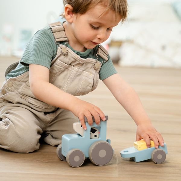 Done by Deer Houten Tractor - Tiny Farm Dotti - Blue Done by Deer Houten Tractor - Tiny Farm Dotti - Blue