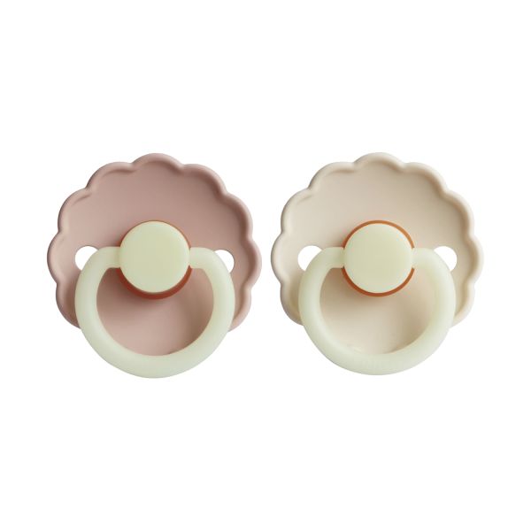 FRIGG Daisy Glow In The Dark Fopspeen - 2 Stuks - 0-6 Mnd - Cream/Blush FRIGG Daisy Glow In The Dark Fopspeen - 2 Stuks - 0-6 Mnd - Cream/Blush