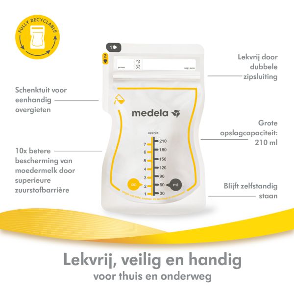 Medela Moedermelkbewaarzakjes Met Schenktuit 210ml 50st Medela Moedermelkbewaarzakjes Met Schenktuit 210ml 50st
