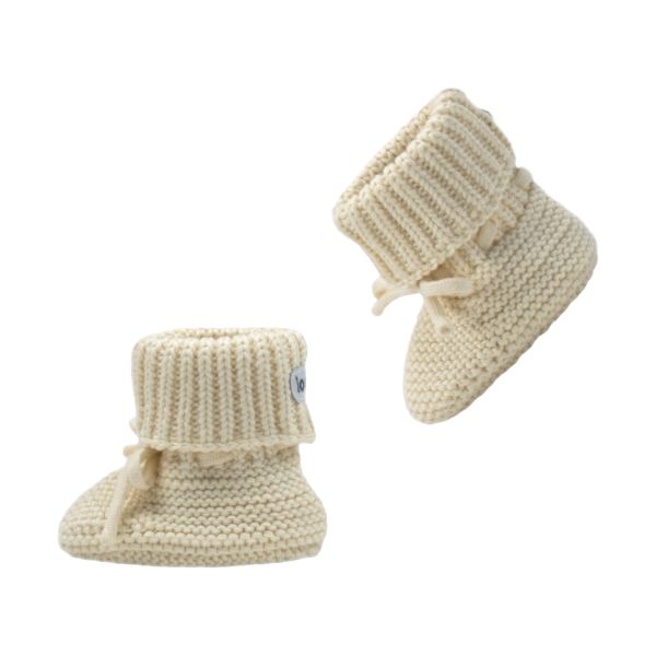 Lodger Gebreide Slofjes Cotton - Maat 0-6 Mnd - Butter Lodger Gebreide Slofjes Cotton - Maat 0-6 Mnd - Butter