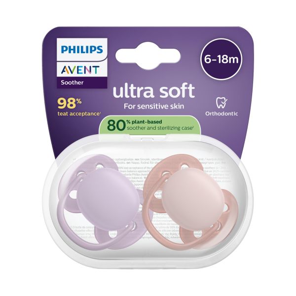 Philips Avent Ultra Soft Fopspeen - 6-18 Mnd - 2 Stuks - Plant-based Philips Avent Ultra Soft Fopspeen - 6-18 Mnd - 2 Stuks - Plant-based