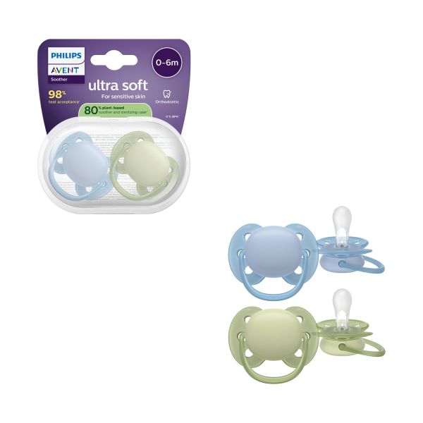 Philips Avent Ultra Soft Fopspeen - 0-6 Mnd - 2 Stuks - Plant-based Philips Avent Ultra Soft Fopspeen - 0-6 Mnd - 2 Stuks - Plant-based
