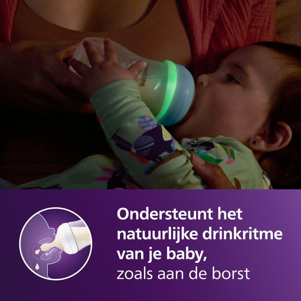 Philips Avent Babyfles Natural Response Glow in the Dark - 260 ml Philips Avent Babyfles Natural Response Glow in the Dark - 260 ml