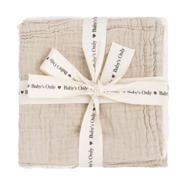 Baby's Only Tender Monddoekje - 3-Pack - 30x30cm - Beige / Linen