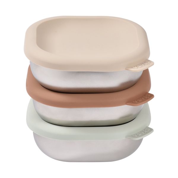 Beaba RVS Snackdoosjes – 3 Stuks - Natural Beaba RVS Snackdoosjes – 3 Stuks - Natural