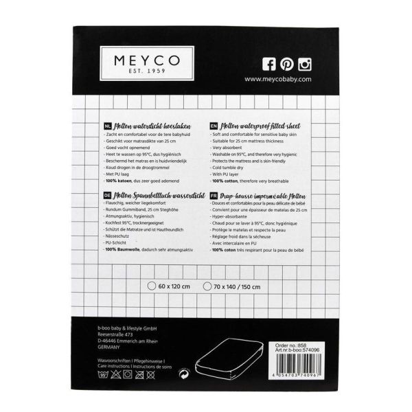Meyco Molton Hoeslaken Baby PU Waterdicht Wit 60 x 120 cm Meyco Molton Hoeslaken Baby PU Waterdicht Wit 60 x 120 cm