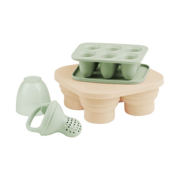Babymoov Set Silicone Bewaarpotjes + Sabbelaar Babymoov Set Silicone Bewaarpotjes + Sabbelaar