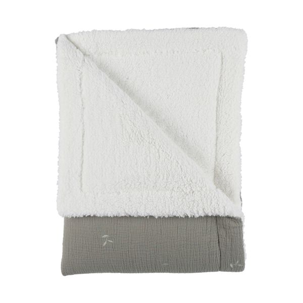 Noukie's F&O Deken - 100 x 140 cm - Mousseline/Sherpa - Kaki Noukie's F&O Deken - 100 x 140 cm - Mousseline/Sherpa - Kaki