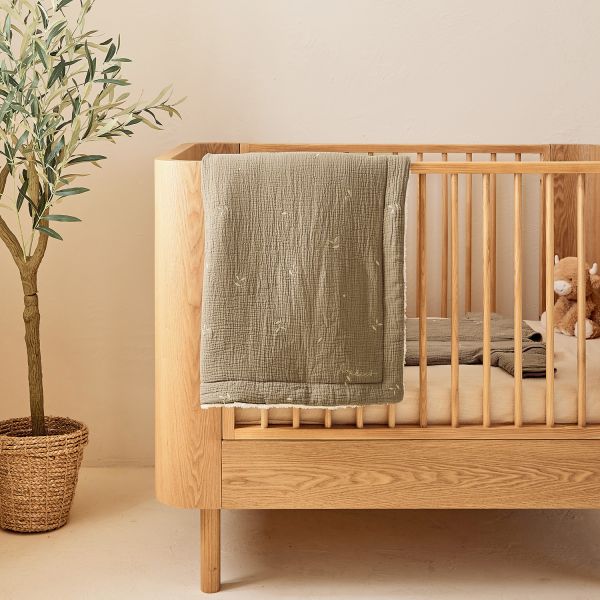 Noukie's F&O Deken - 100 x 140 cm - Mousseline/Sherpa - Kaki Noukie's F&O Deken - 100 x 140 cm - Mousseline/Sherpa - Kaki