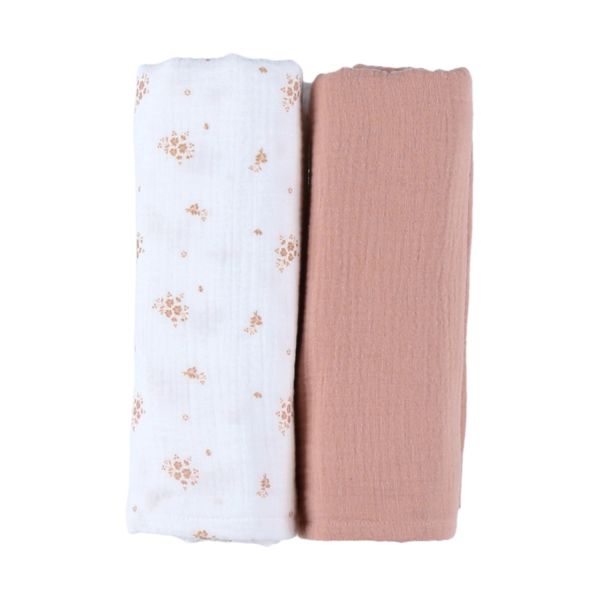 Noukie's Hydrofiele Doeken Set - Vintage Flowers - 100 x 100 cm - Wit/Roze Noukie's Hydrofiele Doeken Set - Vintage Flowers - 100 x 100 cm - Wit/Roze