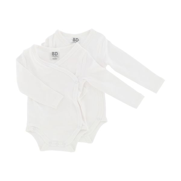 BD Collection Romper Overslag Lange Mouw Wit 50/56 - 2‑Pack