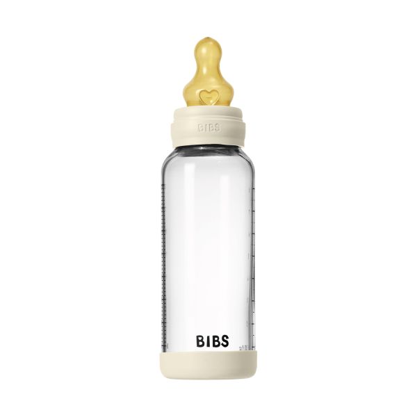 BIBS Fles - Medium Flow - 240 ml - Glas/Latex - Ivory