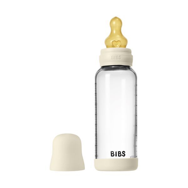 BIBS Fles - Medium Flow - 240 ml - Glas/Latex - Ivory