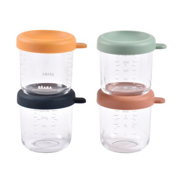 Beaba Bewaarpotje Glas Sunrise Color Mix Set 250 ml 4-Pack Beaba Bewaarpotje Glas Sunrise Color Mix Set 250 ml 4-Pack