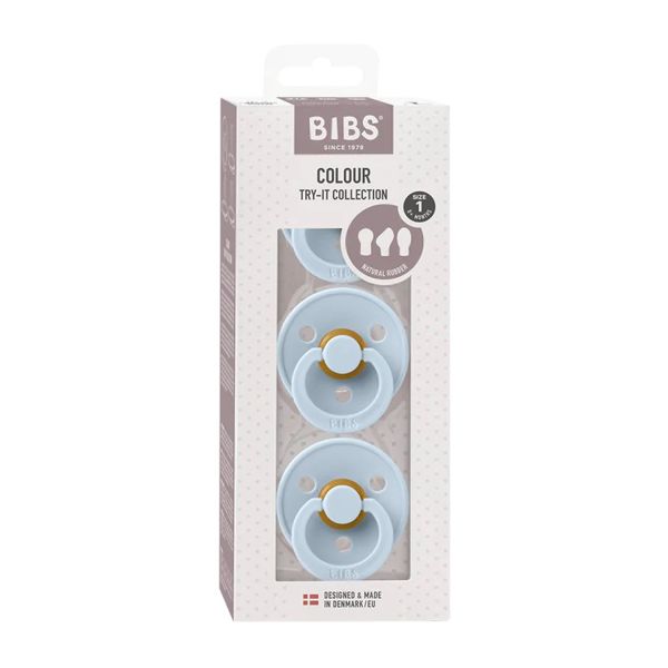 BiBs Try-It Fopspeen - 3 Stuks - 0-6 Mnd - Baby Blue