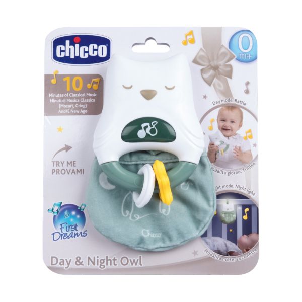 Chicco Dag en Nacht Rammelaar en Nachtlampje - Uil Chicco Dag en Nacht Rammelaar en Nachtlampje - Uil