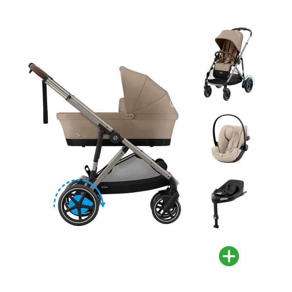 Cybex E-Gazelle S 4-in-1 Kinderwagen Set XL Met Draagzak Amya - Almond Beige Cybex E-Gazelle S 4-in-1 Kinderwagen Set XL Met Draagzak Amya - Almond Beige