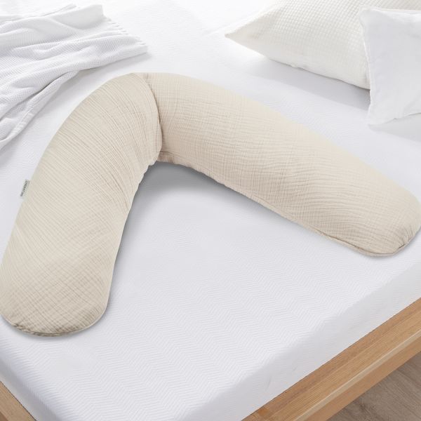 Theraline Voedingskussen Dodo Met Hoes - Muslin - Sandy Beige - 170 x 34 cm