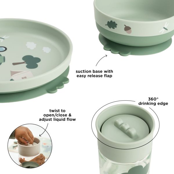 Done By Deer Tiny Trails Foodie Dinerset Met 360° Beker - Green