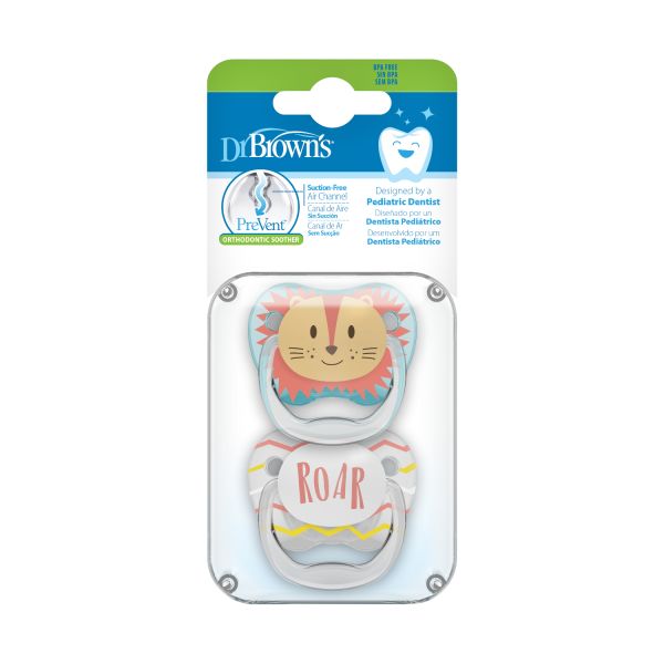 Dr. Brown's Animal Faces Fopspeen - Rond - 2 Stuks - 0-6 Mnd - Leeuw Dr. Brown's Animal Faces Fopspeen - Rond - 2 Stuks - 0-6 Mnd - Leeuw