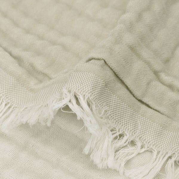 Jollein Ledikantdeken Fringe Olive Green / Ivory GOTS 120 x 120 cm