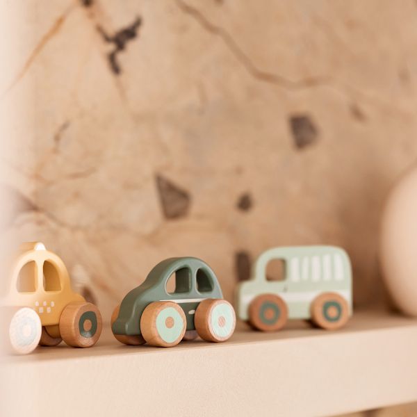 Jollein Houten Auto Op Wielen - 3 Stuks Jollein Houten Auto Op Wielen - 3 Stuks