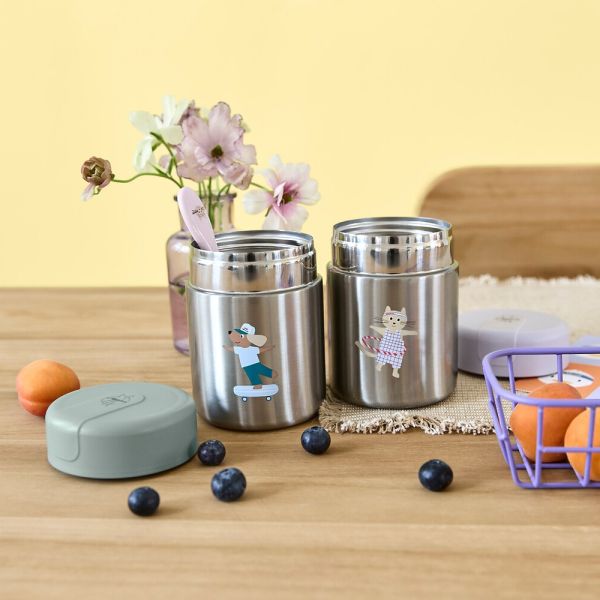 Lässig Tiny Team Dog Food Jar RVS - Groen