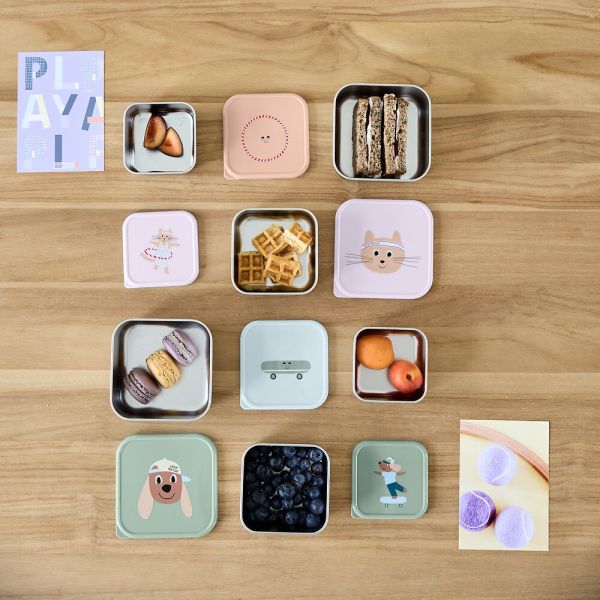 Lässig Tiny Team Cat Snackbox - 3 Stuks - RVS - Paars Lässig Tiny Team Cat Snackbox - 3 Stuks - RVS - Paars