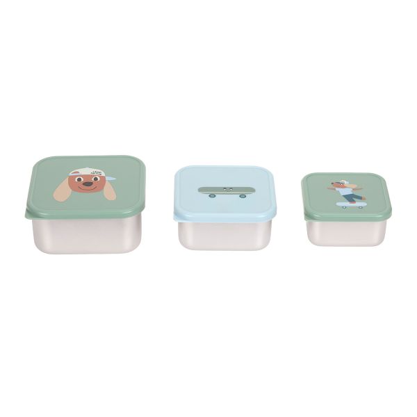 Lässig Tiny Team Dog Snackbox - 3 Stuks - RVS - Groen Lässig Tiny Team Dog Snackbox - 3 Stuks - RVS - Groen