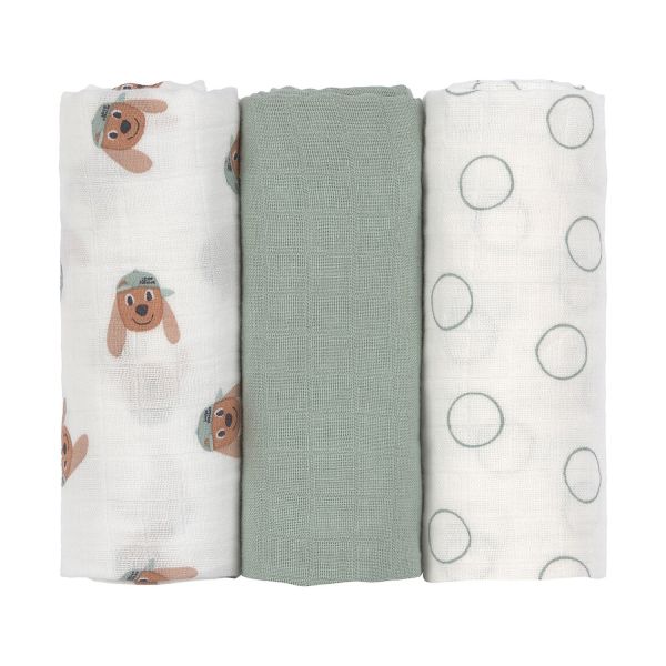 Lässig Swaddle & Burp Multidoek M GOTS Tiny Team Dog – 3 pcs 60 x 60 cm Lässig Swaddle & Burp Multidoek M GOTS Tiny Team Dog – 3 pcs 60 x 60 cm
