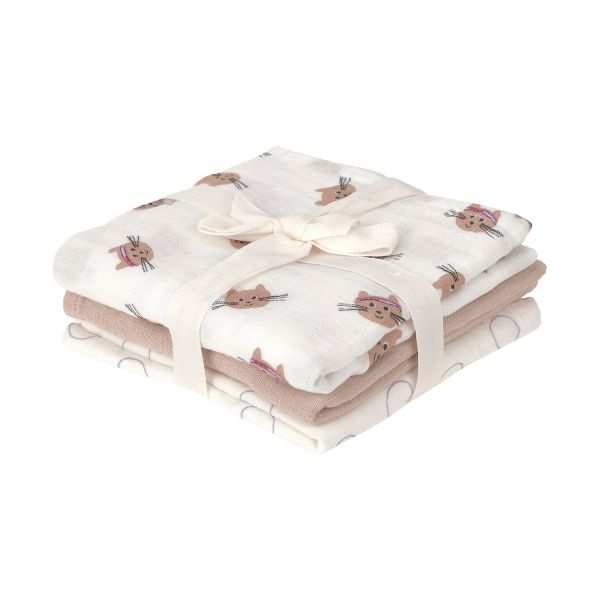 Lässig Swaddle & Burp Multidoek M GOTS Tiny Team Cat – 3 pcs 60 x 60 cm