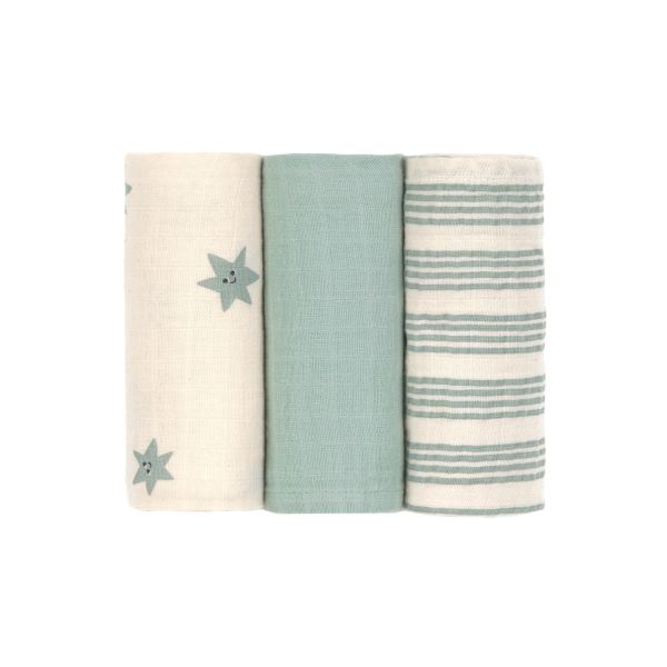 Lässig Tiny Team Swaddle & Burp Doeken - 3 Stuks - 60 x 60 cm - Granite Green Lässig Tiny Team Swaddle & Burp Doeken - 3 Stuks - 60 x 60 cm - Granite Green